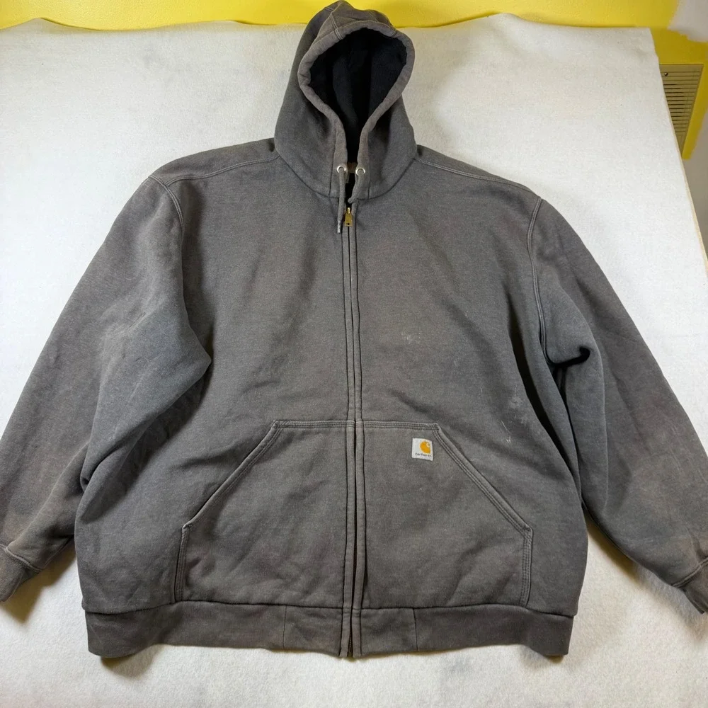 Carhartt Mens 4XL Charcoal Gray Thermal Lined Full Zip‎ Hoodie Workwear Jacket